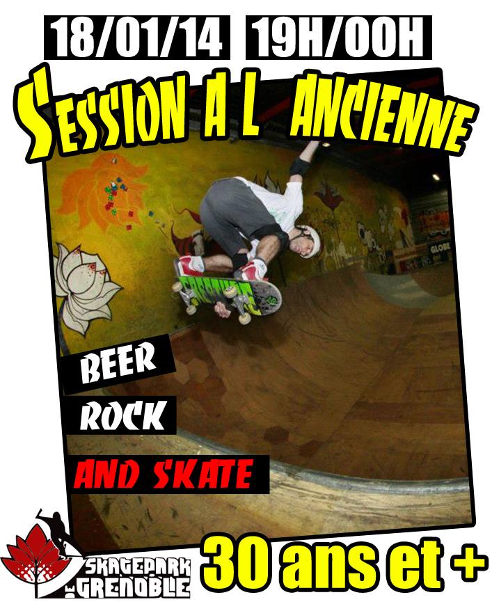 Affiche session à l'ancienne 2014 Skatepark de Grenoble